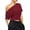 Burgundy, variant on Women's Off Shoulder Crop Top Ruched Short Sleeve Asymmetrical T Shirt Casual Going Out Slim Fit Blouse
