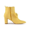 thumbnail image 3 of BLISSFUL STEP Women's Pointed Toe Bow Striped Chunky Heel Ankle Boots Yellow 10, 3 of 7