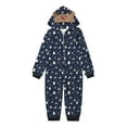 thumbnail image 2 of Odeerbi Christmas Onesie Pajamas for Family Holiday Sleep Jumpsuit Long Sleeve Family Christmas Pajamas Matching Sets Kids Fashion Lattice Print Plush Jumpsuit Sleepwear PJs Set Dark Blue, 2 of 4