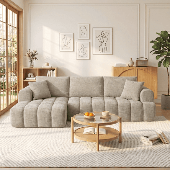 Eyisean 108.3" Chenille Modern Modular Sectional Sofa, Oversized Luxury L-Shaped Boneless Cloud Couch with Deep Seat & Tufted Surface, Comfy 4-Seater Sofa for Living Room, No Assembly Required