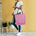 thumbnail image 4 of FORMRS Womens Canvas Tote Bag with Zipper Inner Pocket Shoulder Handbag, Pink Doughnuts, 4 of 7