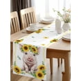 thumbnail image 2 of Burlap Table Runner 48 Inches Long, Farm Pig Summer Flower Non-Slip Kitchen Table Runners for Dining Room Everyday Use Party Table Decorations Yellow Sunflower Green Leaf, 2 of 9