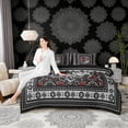 thumbnail image 4 of Erosebridal Chic Butterfly Twin Bedding Sets, Bohemian Aztec Mandala Bedding Comforter Set, Black Gray Red, Black Reversible 7 Pieces, 4 of 6