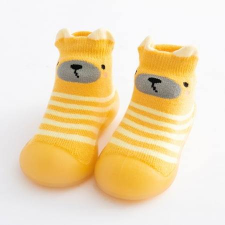 

dyfzdhu kids toddler baby boys girls solid warm knit soft sole rubber shoes socks slipper stocking soft shoes socks