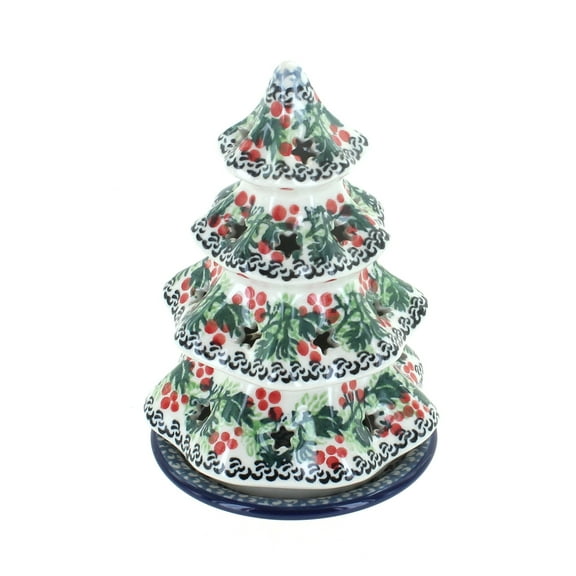 Blue Rose Polish Pottery Noelle Small Christmas Tree Luminary
