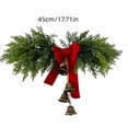 thumbnail image 3 of Christmas Door Swag with Bells Pinecones and Velvet Bow Artificial Hanging Christmas Decoration for Front Door Mirror Fireplace Mantel Indoor Holiday Decor, 3 of 6