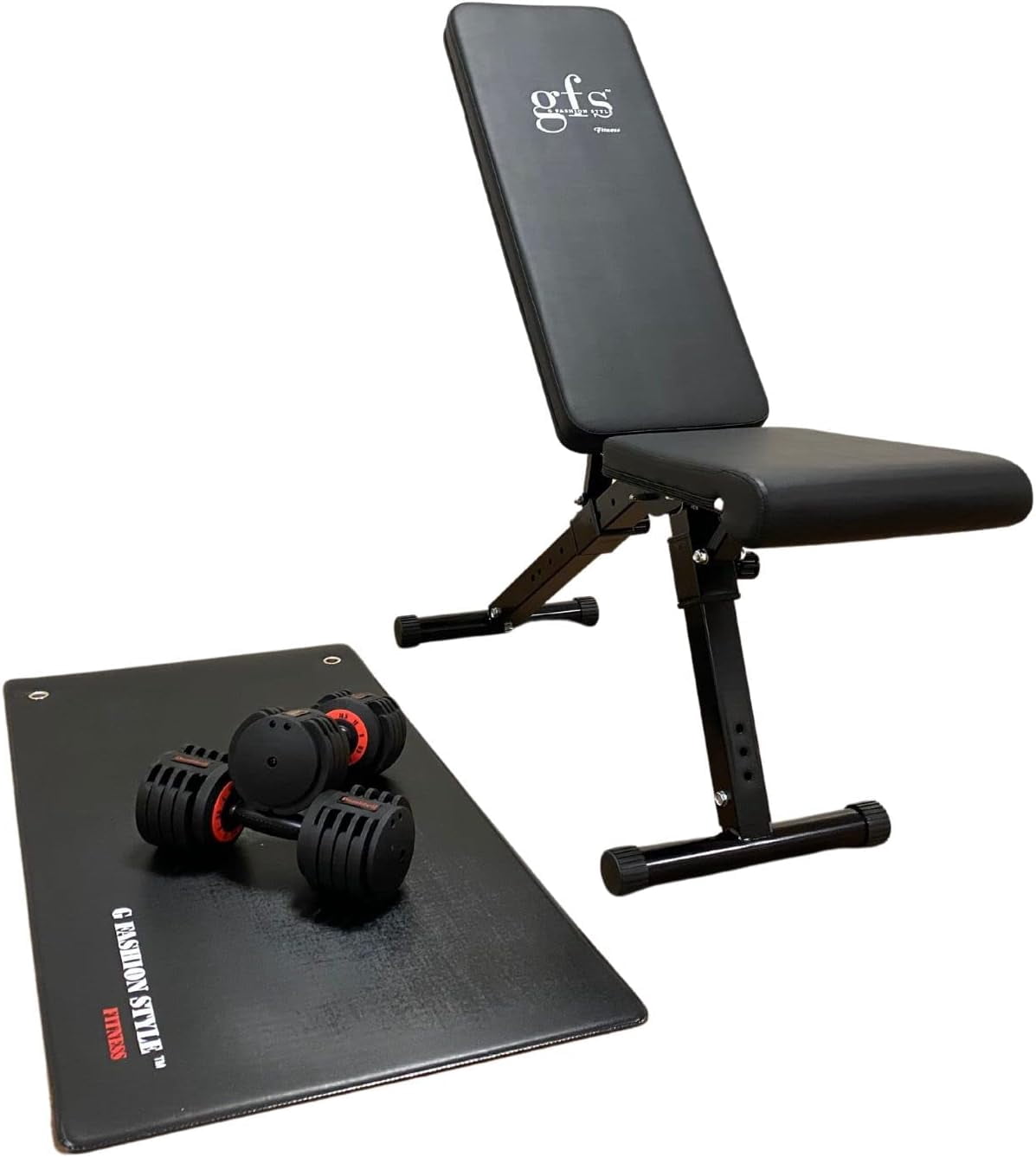 GFS Weight , 880 LBS, Adjustable Workout  Press Set Home Gym Strength Training, Removable Foot Catch for incline Flat Decline Sit Up , Full Body Fitness