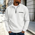 thumbnail image 2 of Daweinan Men's Quarter Zip Pullover Waffle Stand Collar Long Sleeve Pullover Sweatshirt with Zipper Chest Design Casual Loose Fit Athletic Workout Top, 2 of 6