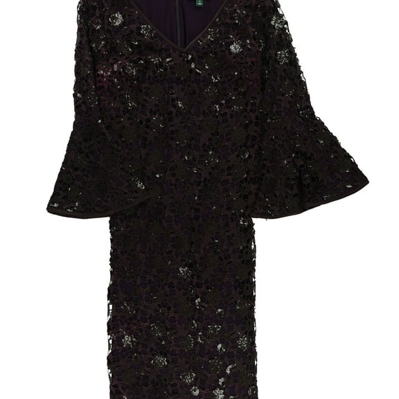 Lauren Ralph Lauren Womens Party Bell Sleeve Special Occasion Dress