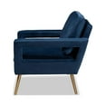 thumbnail image 3 of Baxton Studio Leland Glam and Luxe Navy Blue Velvet Fabric Upholstered and Gold Finished Armchair, 3 of 5