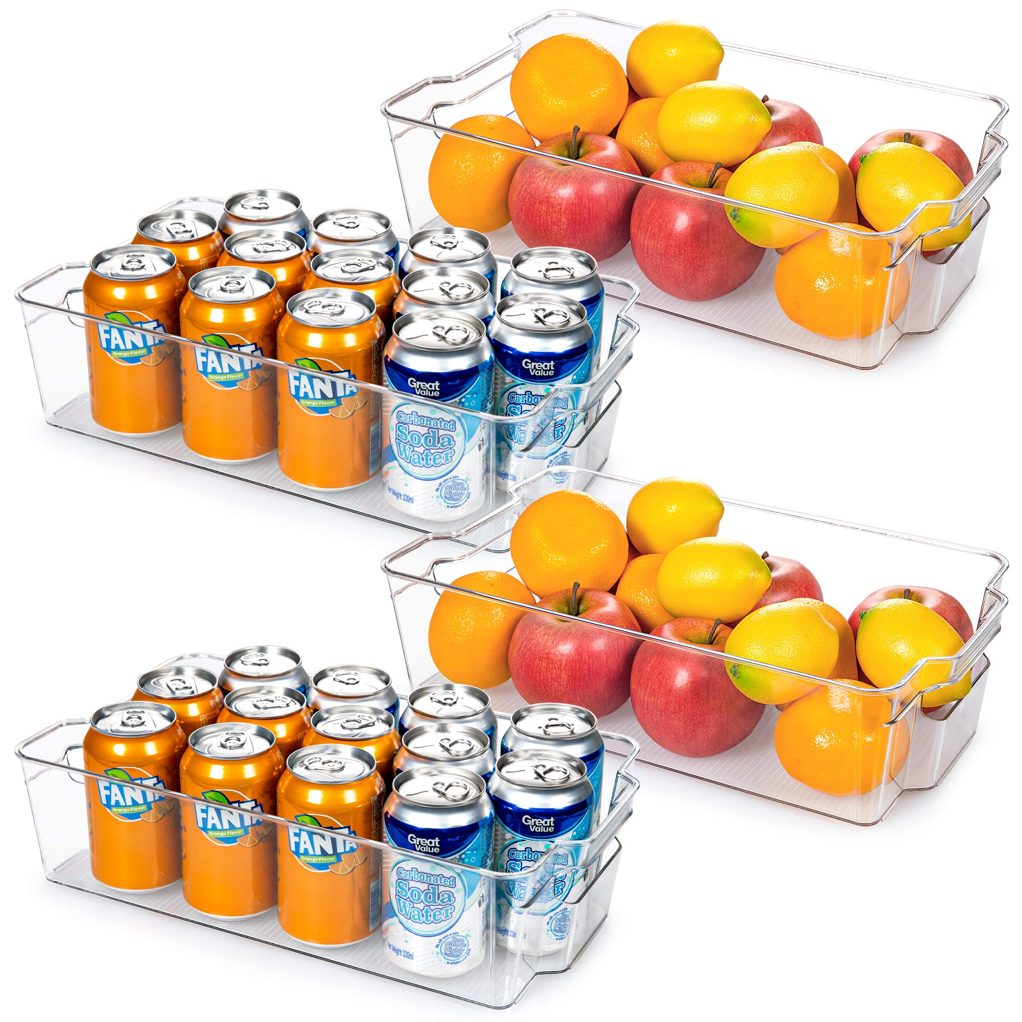  HOOJO Refrigerator Organizer Bins - 14pcs Clear Plastic Bins  For Fridge, Freezer, Kitchen Cabinet, Pantry Organization and Storage, BPA  Free Fridge Organizer, 12.5 Long-Medium: Home & Kitchen
