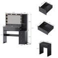 Compact Dressing Table Set UGTOO Black Vanity Desk with Lighted Mirror and Stool Set, Small Makeup ...