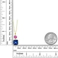 thumbnail image 2 of Gem Stone King 18K Yellow Gold Plated Silver Blue Created Sapphire and Pink Created Sapphire Pendant Necklace for Women (6.32 Cttw, Gemstone September Birthstone, Cushion 10MM, Round 6MM), 2 of 4