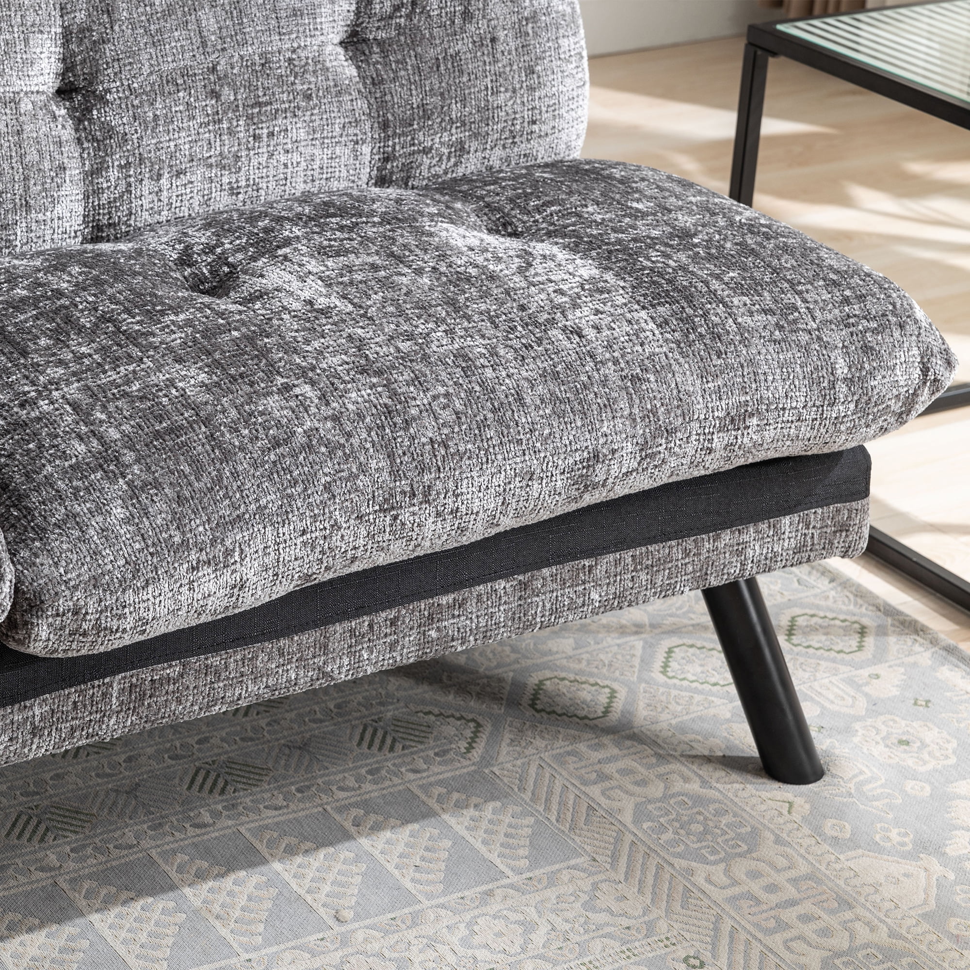 Kadyn Convertible Sofa Bed, Loveseat Futon Bed with Metal Legs, Adjustable Lounge Couch for Compact Living Space Chenille, Grey Kadyn Convertible Sofa Bed, Loveseat Futon Bed with Metal Legs, Adjustable Lounge Couch for Compact Living Space Chenille, Grey