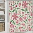 thumbnail image 5 of Bathroom Shower Curtain 4 Piece Sets, Pink Abstract Flower with 72" X 72" Waterproof Shower Curtain Non-Slip Rug Toilet Lid Cover Bath Mat and 12 Hooks for Bathroom Decor Set, 5 of 8