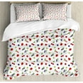 thumbnail image 1 of Cranberry Duvet Cover Set Queen Size, Fresh Strawberry Berry Cherry Leaves Organic Summer Fruits Artsy Nature Print, Decorative 3 Piece Bedding Set with 2 Pillow Shams, Multicolor, by Ambesonne, 1 of 3