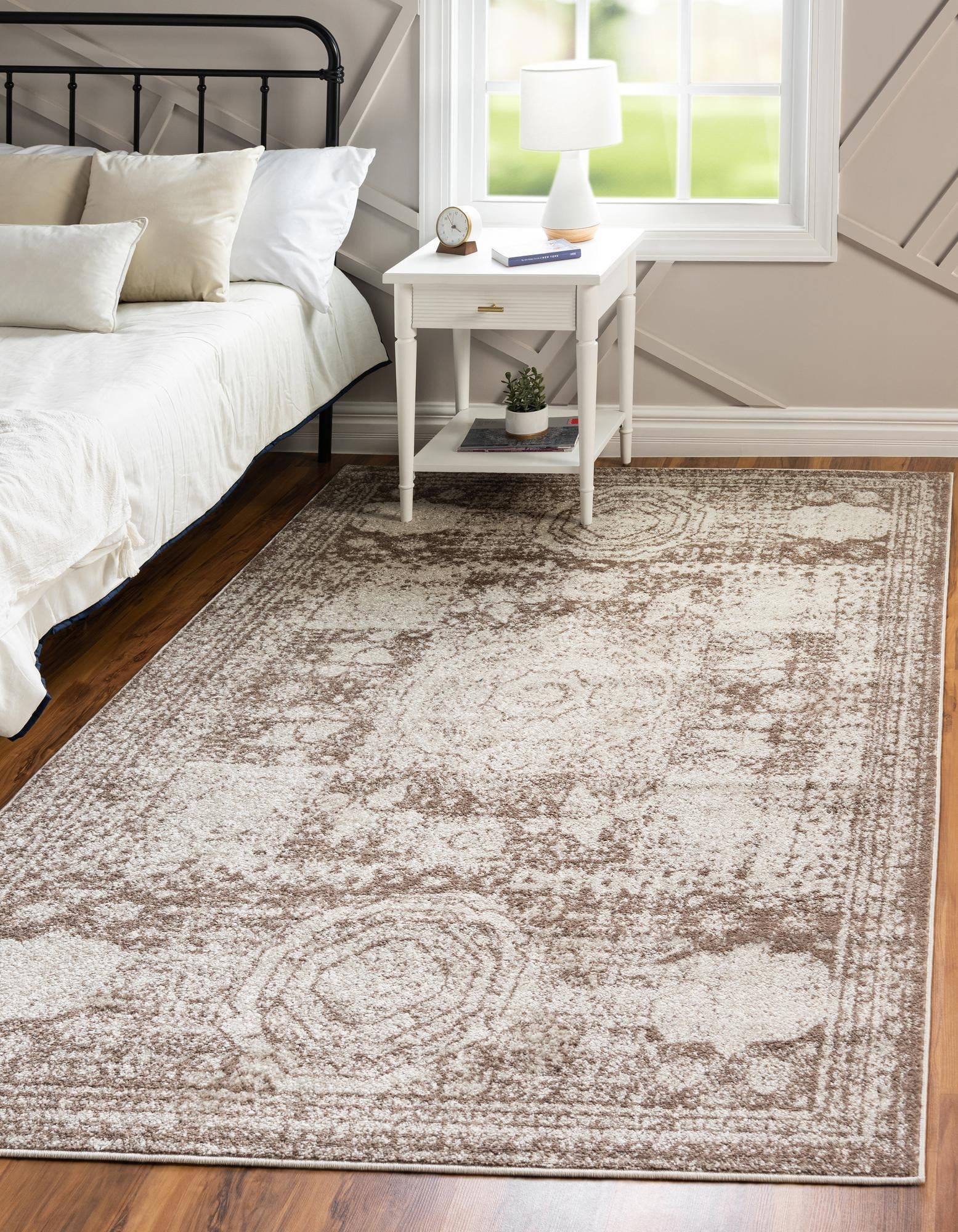Dining Rooms Rugs.com Dover Collection Rug 8 Ft Round Ivory Low-Pile Rug Perfect for Kitchens 