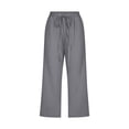 thumbnail image 2 of Women's Casual Capri Pants, Audhol Women Fashion High Waisted Wide Leg Pants Drawstring Elastic Trousers Comfy Straight Leg Long Pants with Pockets Capris for Women with Pockets Dark Gray S, 2 of 5