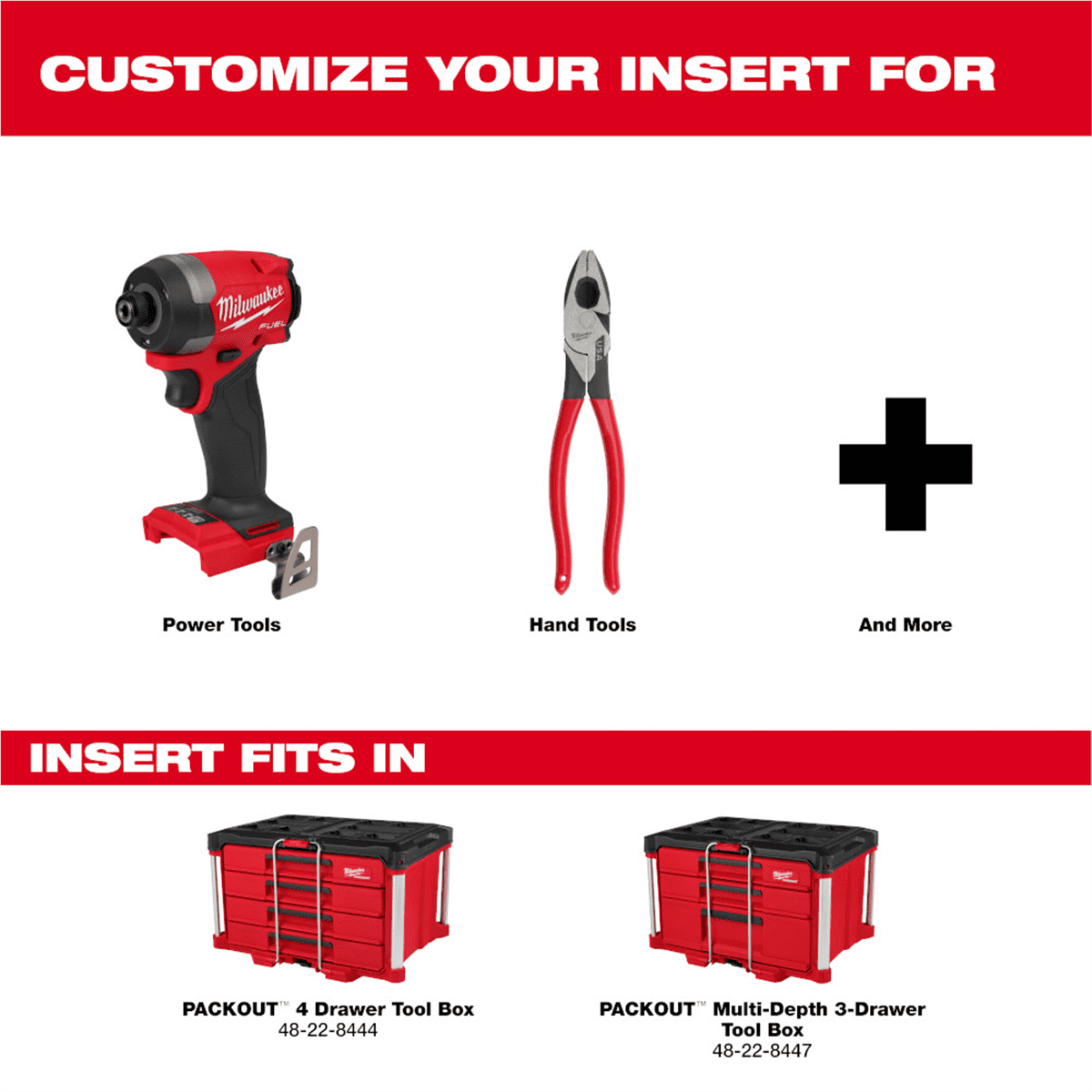 Milwaukee Tool Low-Profile Customizable Foam Insert for PACKOUT Drawer Tool Boxes