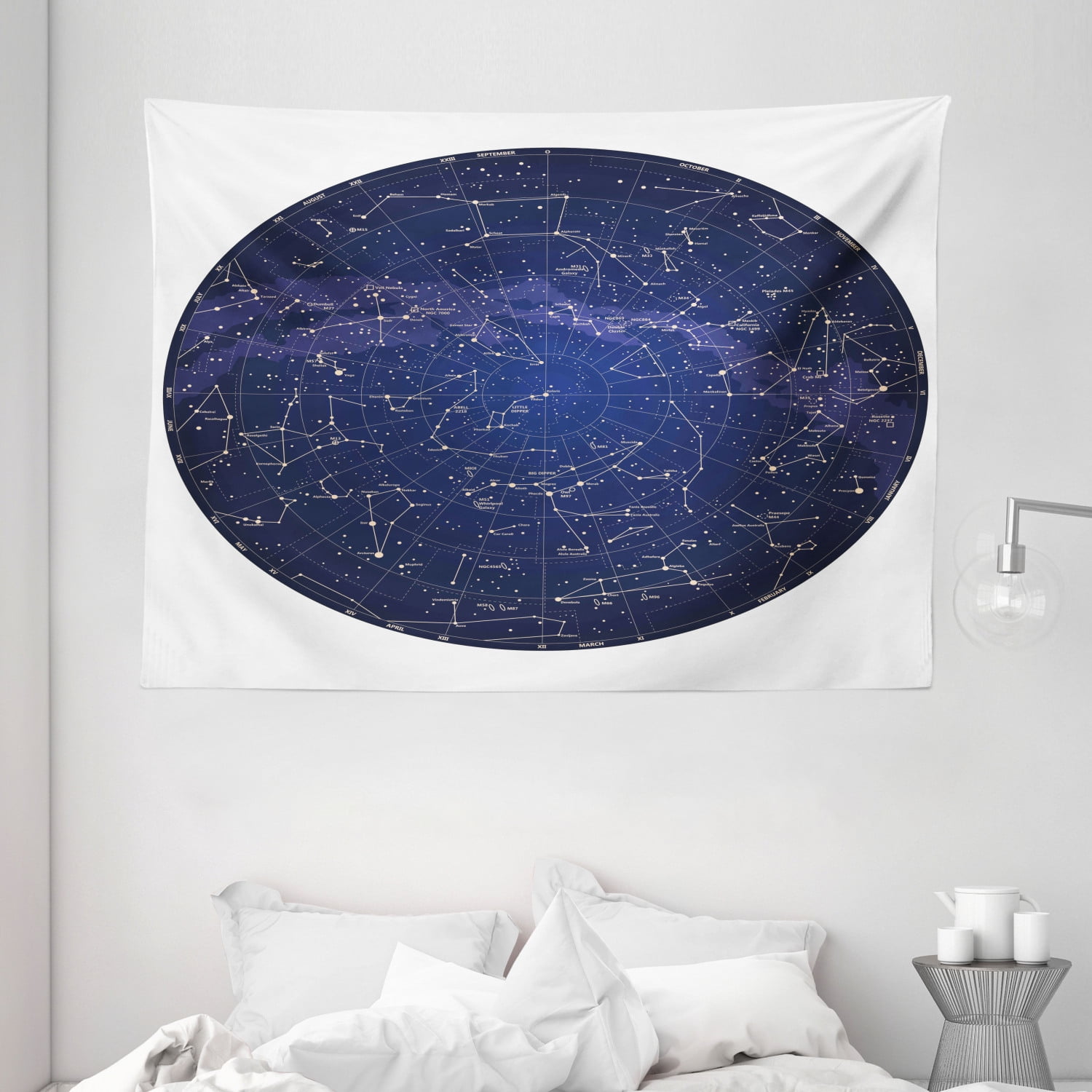 Universe Star Map Constellations Moon Tapestry Wall Hanging for Living Room Dorm 