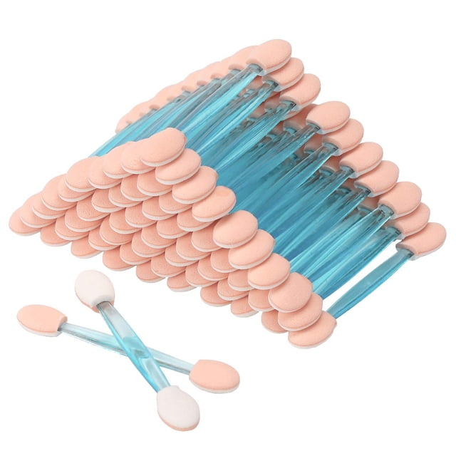 100PCS Disposable Dual Sides Eye Shadow Sponge Applicator Eyeshadow Brushes Makeup Brush (Blue)