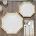 thumbnail image 6 of Efavormart 25 Pack | 7" White Bamboo Print Rim Geometric Dessert Paper Plates, Octagonal Disposable Appetizer Salad Party Plates, 6 of 11