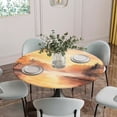 thumbnail image 5 of Orange Forest Round Tablecloth for 36-44 Inch Tables,Fitted Table Cover with Elastic Edge,Idyllic Watercolor Sunset Nature Scenery Waterproof Outdoor Table Cloth Protector for Patio Garden Dinner, 5 of 9