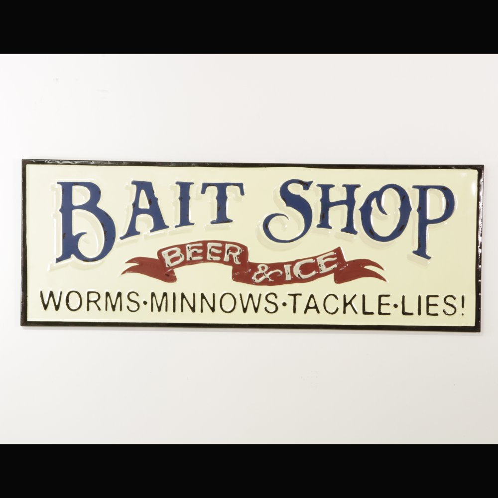 Bait Shop Embossed Metal Sign