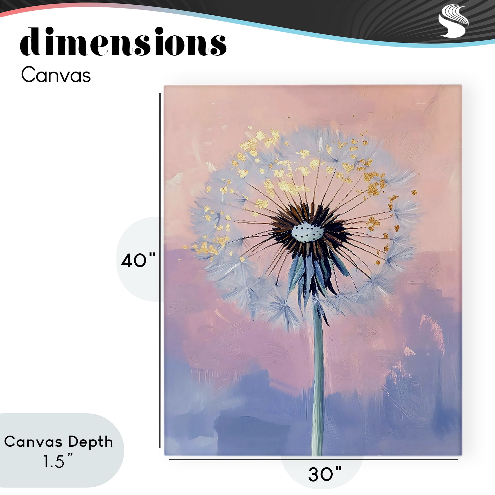 Stupell Industries Pastel Dandelion with Gold Seeds Canvas Wall Art, design by The Prints Vibe