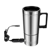 KRONDO Vehicle Heating Cup, 12V 500ml Stainless Steel Water Coffee Bottle Kettle Electric Heating Car Kettle Water Heater Bottle Heater