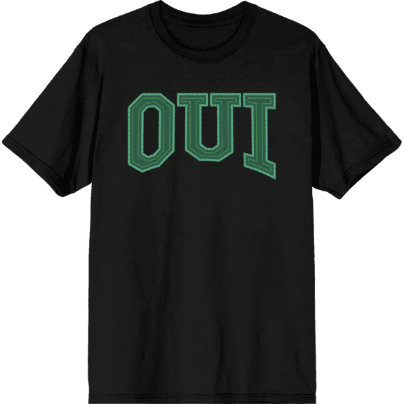 French Oui Adult Black Crew Neck Short Sleeve Tee-Medium