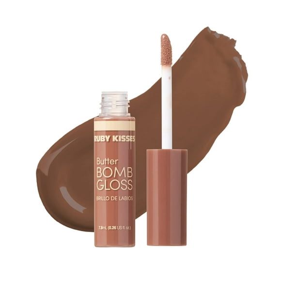 Ruby Kisses Lip Gloss Butter Bomb Gloss Non-Sticky Lip Gloss Vitamin E Natural Nude Lip Makeup - 7.8Ml (0.26 Us Fl.Oz) (Cinna-Buns)