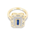 thumbnail image 3 of Princess & Round Cut Simulated Blue Sapphire & 0.10 Ct Lab Created Moissanite Diamond Art Deco Two-Tone Engagement Wedding Ring For Womens in 14k Yellow Gold Over Sterling Silver-4.5, 3 of 7