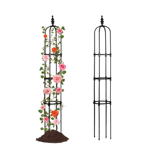 Soporte negro de 8 mm para exteriores para pérgola de rosas doméstica Marco combinado de planta trepadora en forma de U - negro Diámetro del tubo de 8 mm Diámetro del círculo ANGGREK Otros