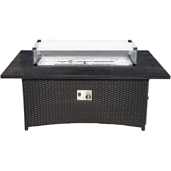 "EV Fires 52"" Propane Fire Pit Patio Heater - Gas Fire Pit Table Cover, Fire Glass Rocks and Coffee Table Converter Included 52x35x24 Inches