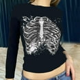 thumbnail image 2 of Chemisier Femme Skeleton Manches Courtes Longues Imprimé Sexy Femme, 2 of 6