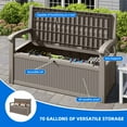 thumbnail image 6 of Dextrus 70 Gallon Lockable Storage Bench, Waterproof Outdoor Patio Deck Box for Supplies, Light Brown, 6 of 10