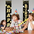 thumbnail image 6 of 3Pcs Happy Birthday Porch Banners Black and Gold Hanging Birthday Porch Sign Happy Birthday Yard Signs Welcome Banner Hanging Flag Couplet Door Union Hanging Flag for Happy Birthday Party, 6 of 9