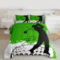 thumbnail image 3 of Manfei Cartoon Golf Print Full Size Comforter Sets, White Green Watercolor Bedding Comforter Set, Teens Kids Boys Girls Reversible Bedding Sets, Breathable Home Decor, 3 Pieces, 3 of 9