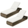 thumbnail image 1 of Gymax Ensemble de 2 Chaises Longues d'Extérieur avec Dossier Réglable, Coussin et Rangement, 1 of 4
