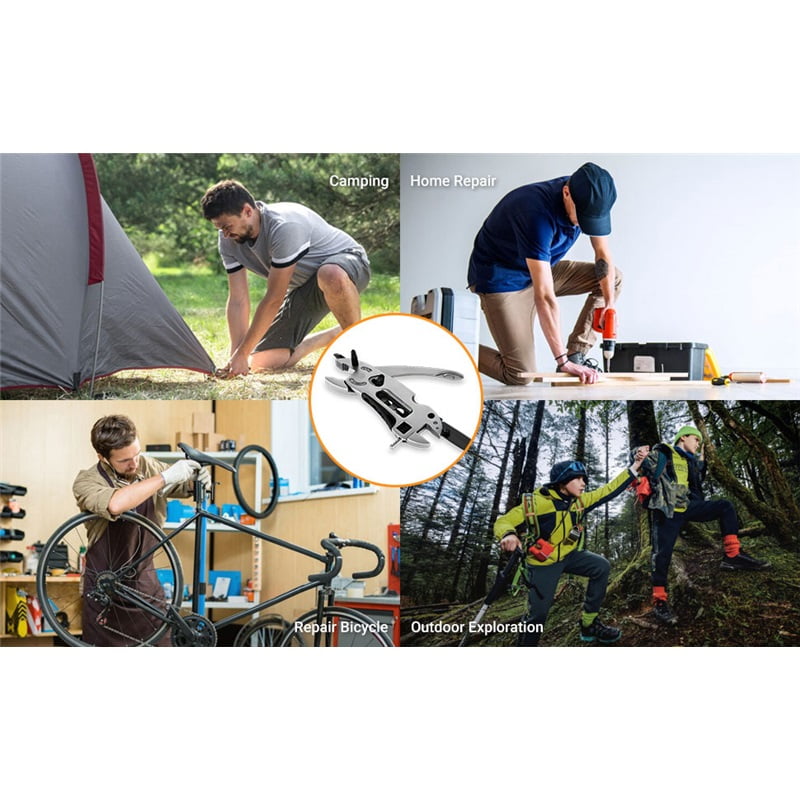 Multitool Wrench With 7 Tools/Pliers/Wire Cutter/Screwdriver with Pocket Clip, Portable Adjustable Pocket Folding Multi Tool Survival Emergency (Closing size 12.2 * 4 * 1.5cm)