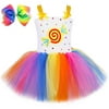 Girls Candy Rainbow Tutu Dress Sweet Lollipop Tulle Dresses Flower Birthday Party Outfit For Kids