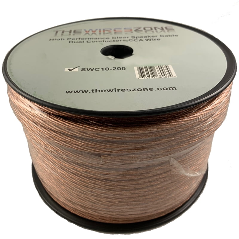 Car Home Audio Speaker Wire Transparent Clear Cable 10AWG 200ft 10/2 Gauge
