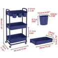 thumbnail image 2 of Carrito utilitario JIUYOTREE de plástico de 3 niveles, color azul enrollable, 2 of 8