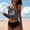 Gray, variant on Women's American Flag Print Ruched Tankini Top with Built-in Bra, Drawstring Side Tie and Black Bottoms, Modest Two Piece Bathing Suit for Summer Pool