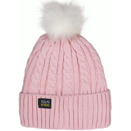 Women's Polar Extreme Insulated Thermal Knit Beanie with Faux Fur Pom 4 (Best Way To Wear A Beanie For Guys)