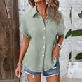 thumbnail image 6 of TTUHYWXI Womens Gauze Shirts Button Down Dress Shirts Casual Short Sleeve Textured Collared Summer Work Blouse Camping Clothes (Light Green, XXL), 6 of 9