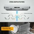 thumbnail image 4 of 30" Ultrathin Ductless Range Hood - 300 CFM, 3 Speed, Stainless Steel, ETL Certified, 120V, Soft Touch, 4 of 7