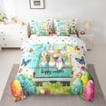 thumbnail image 2 of Feelyou Funny Spring Gnome Bedding Comforter Set 7pcs for Child, Dreamy Butterfly Floral Queen Bedding Sets, Easter Egg Reversible Queen Sheet Sets, Breathable Home Decor, 2 of 7