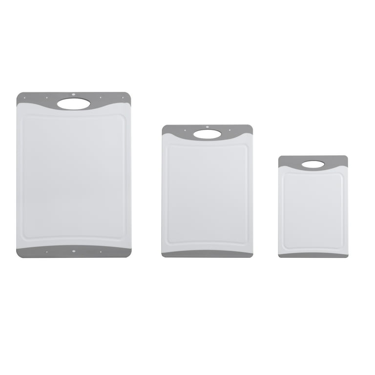 3-Piece Non-Slip Cutting Boards, White and Silver photo 3